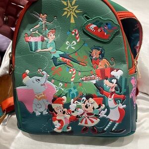 Loungefly Green and Red Disney Character Backpack